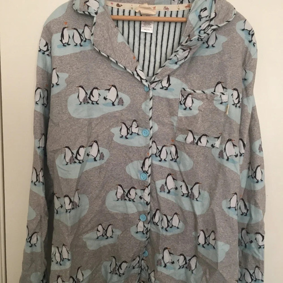 Munki Munki flannel penguin novelty print pajama top, size XL - Picture 1 of 7